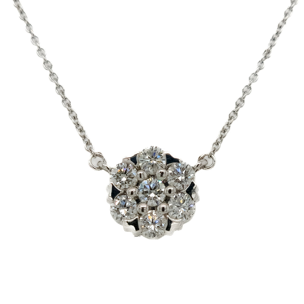 .88CT 14K White Gold Diamond Cluster Pendant