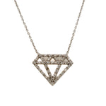 14K White Gold & Diamond Outline Diamond Pendant