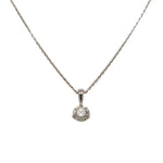 14K White Gold Diamond Solitaire Pendant