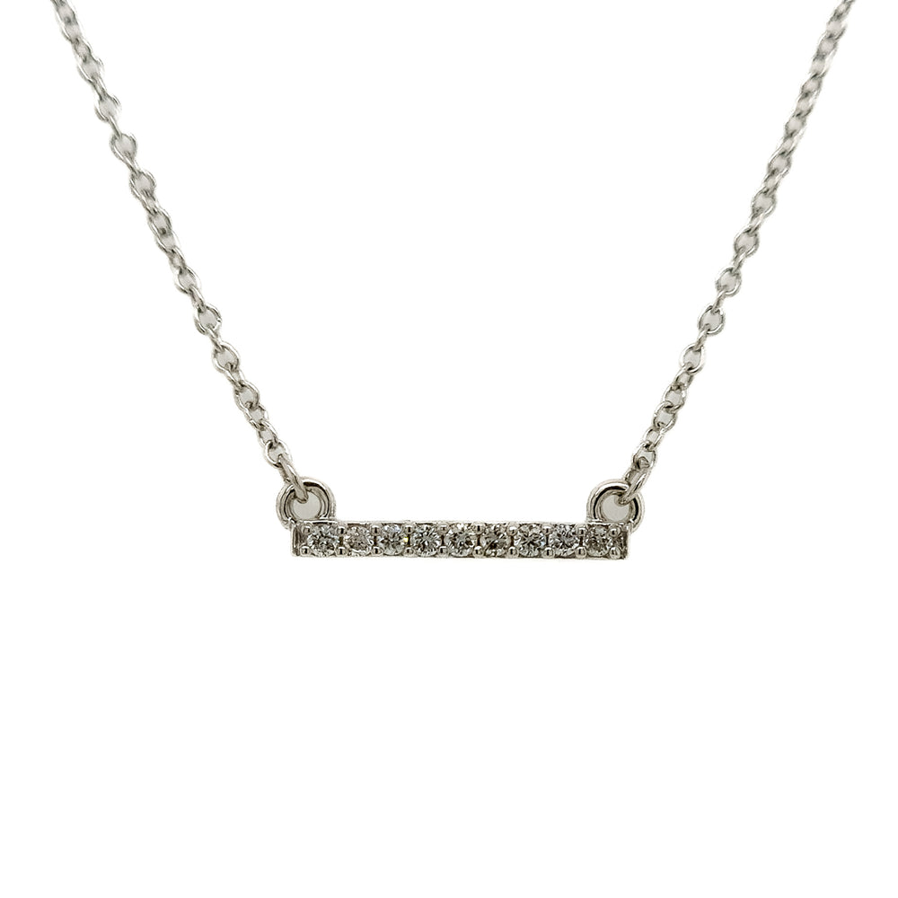 14K White Gold Diamond Bar Necklace