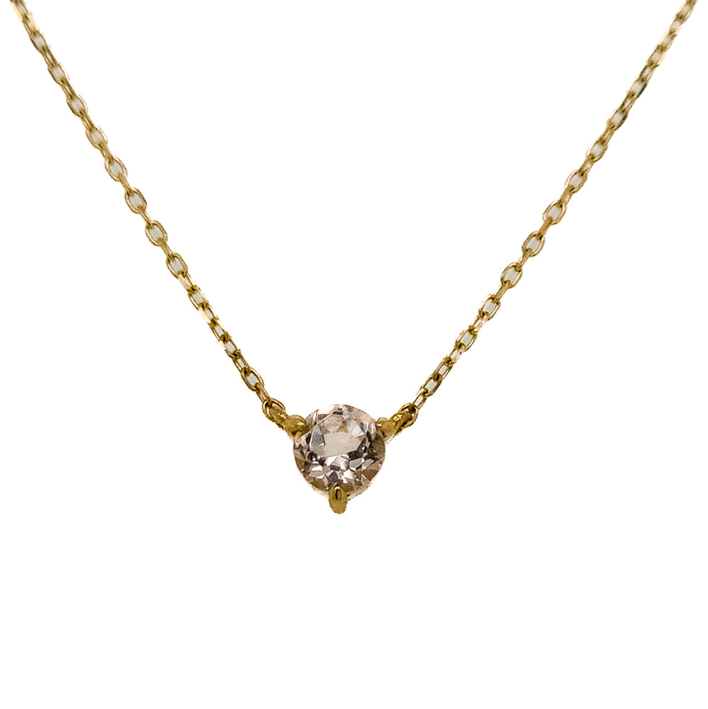 14K Yellow Gold Morganite Solitaire Pendant