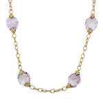 ESTATE 14K Yellow Gold Checkerboard Amethyst Necklace