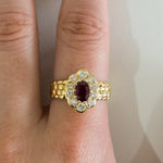 ESTATE 14K Yellow Gold, Diamond, & Ruby Ring