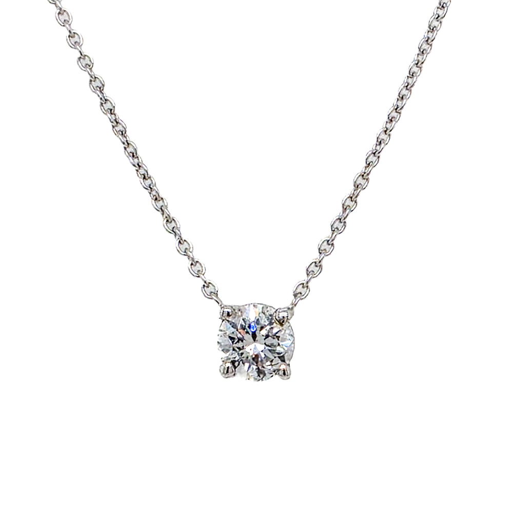 14K White Gold Lab Diamond Solitaire Pendant
