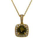 18K Yellow Gold, Green Tourmaline, & Diamond Halo Pendant