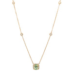 18K Yellow Gold, Green Tourmaline, & Diamond Halo Pendant