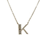 14K White Gold Baguette & Round Diamond "K" Initial Charm