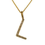 14K Yellow Gold & Diamond Large "L" Initial Charm With Bail