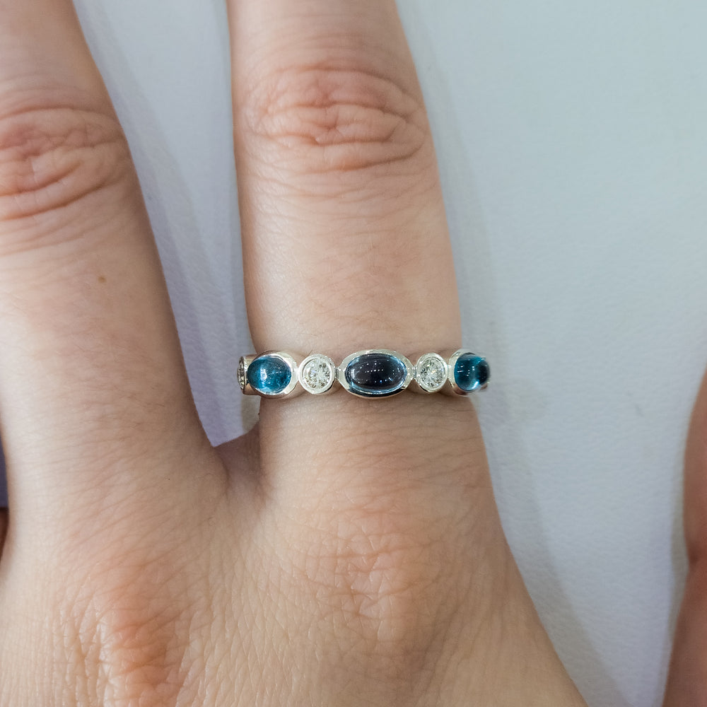 14K White Gold & Blue Topaz Ring