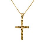 14K Yellow Gold Textured Cross Necklace