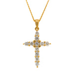 14K Yellow Gold & Diamond Cross Necklace