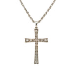 14K White Gold & Diamond Cross Necklace