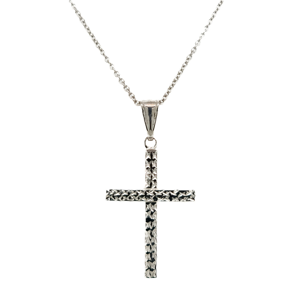 14K Gold Textured Cross Necklace