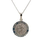 14K White Gold Saint Christopher Coin Pendant