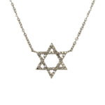 14K White Gold Pave Diamond Star of David Necklace