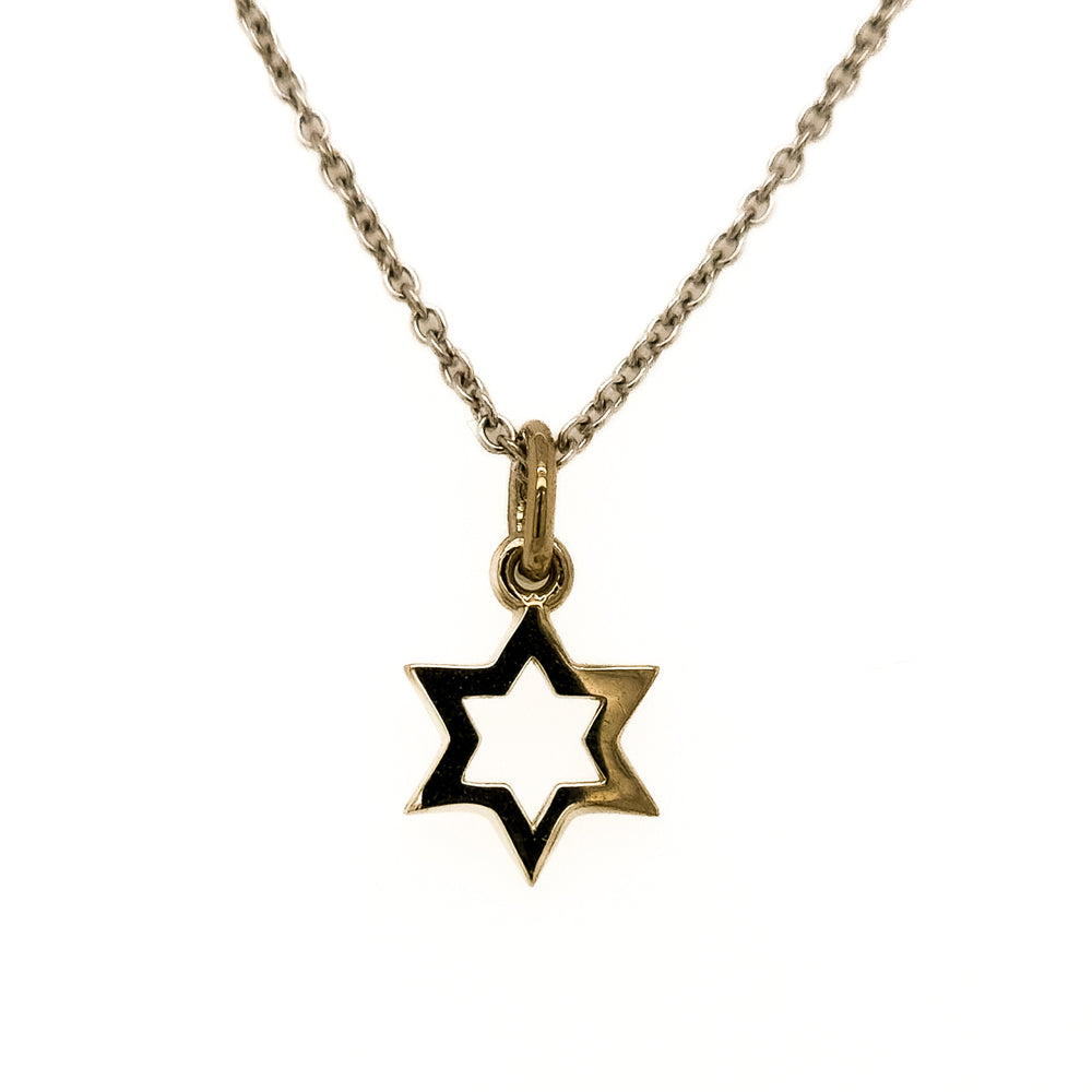 14K Gold Open Star Of David Necklace