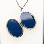 Sterling Silver Engraved Oval Scroll Locket Necklace