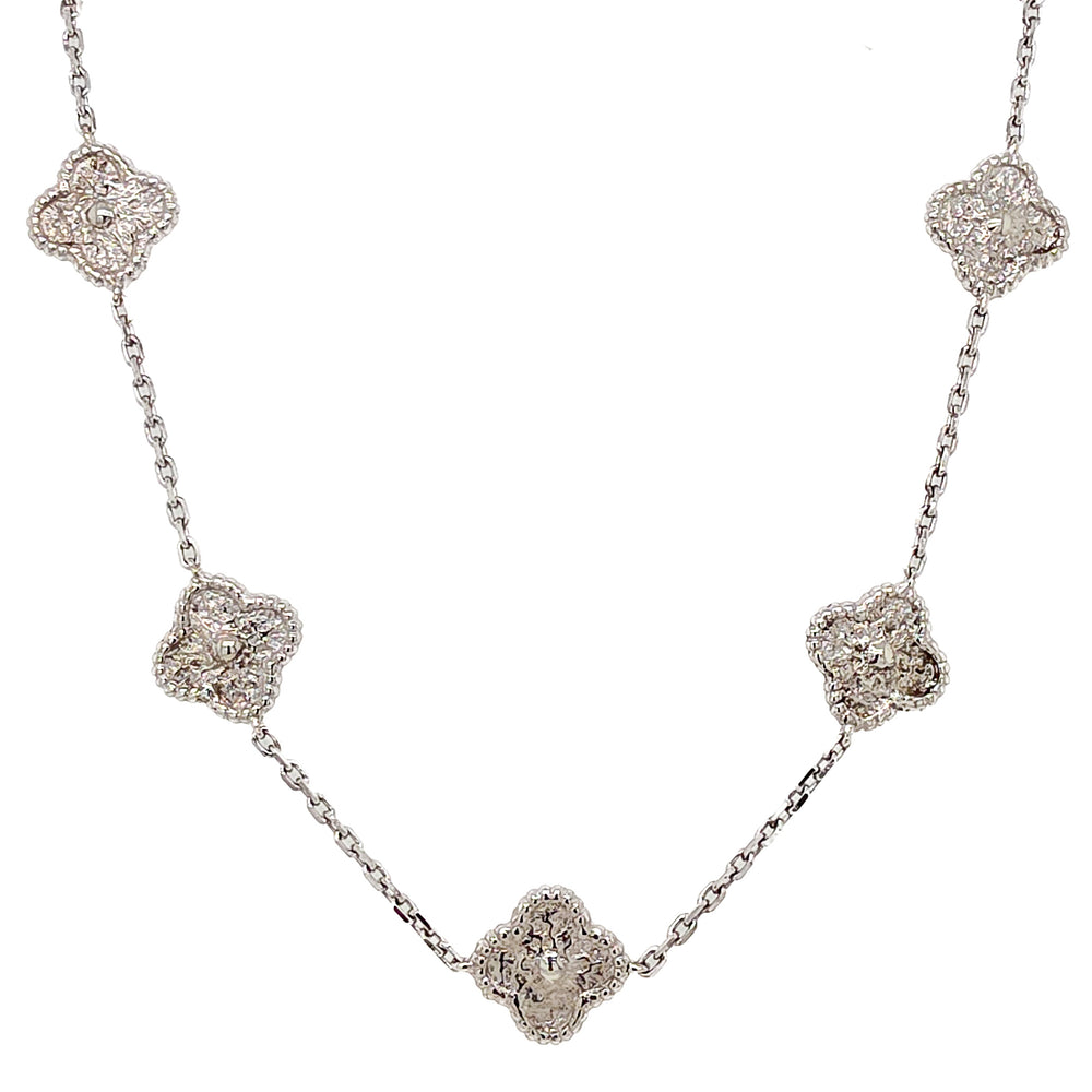 36 Inch Sterling Silver Clover Necklace