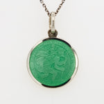 Sterling Silver & Enamel Saint Christopher Coin Pendant