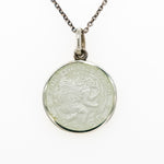 Sterling Silver & Enamel Saint Christopher Coin Pendant