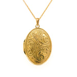 14K Yellow Embossed Locket Necklace