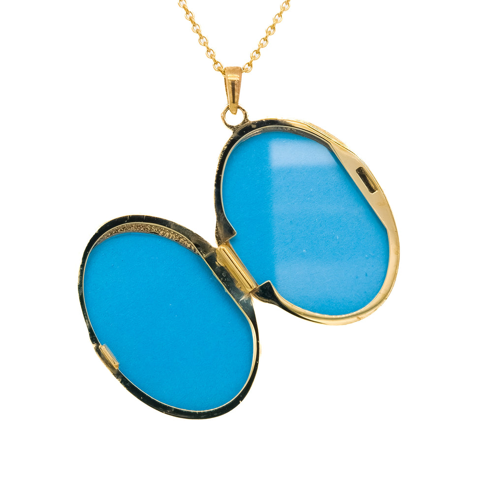 14K Yellow Embossed Locket Necklace