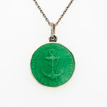 Sterling Silver & Green Enamel "Love, Hope, Faith" Anchor Pendant