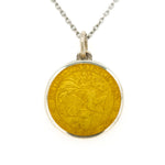 Sterling Silver & Enamel Saint Christopher Coin Pendant