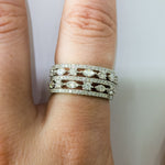 18K White Gold 5 Band Marquise & Round Diamond Ring