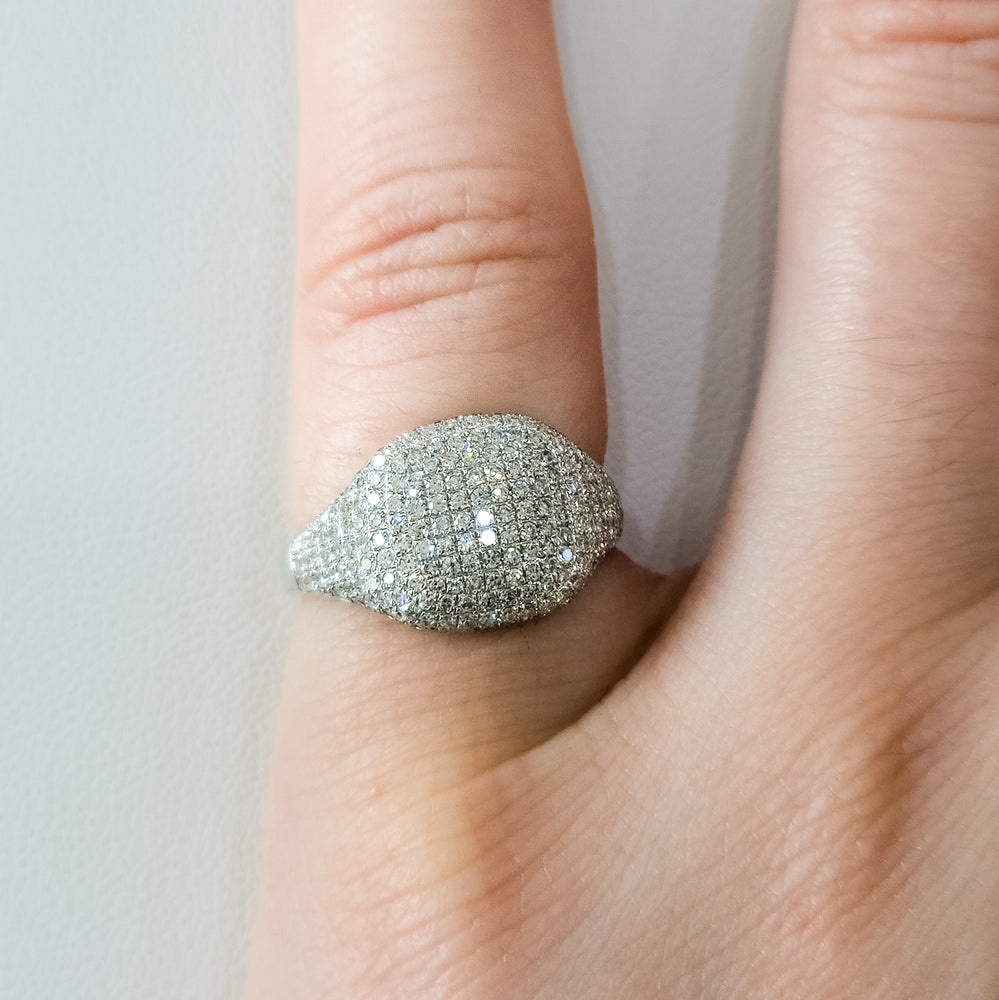 14K White Gold & Pave Diamond Pinky Ring