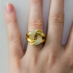 18K Yellow Gold Woven Pave Diamond Ring