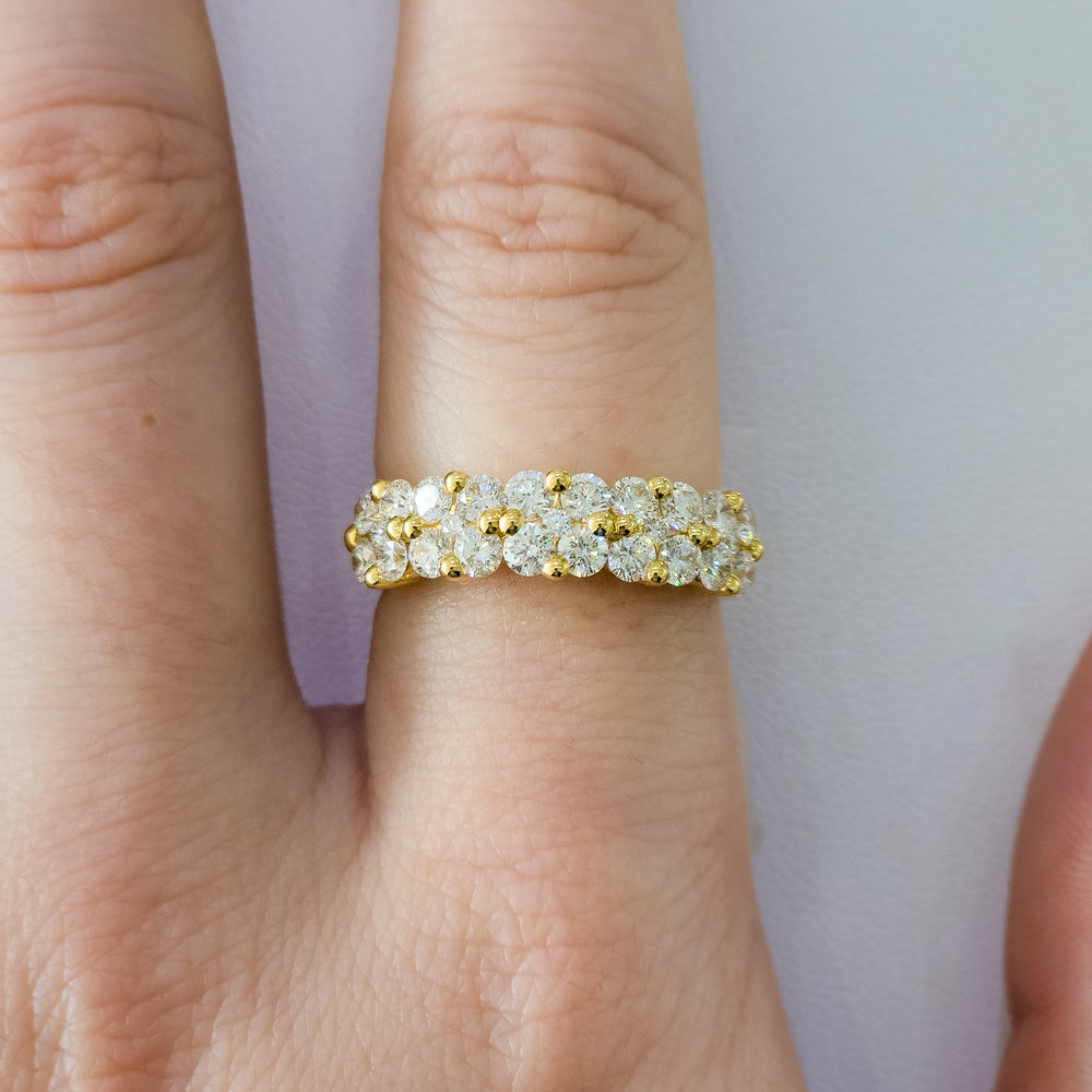 18K Yellow Gold Double Row Diamond Ring