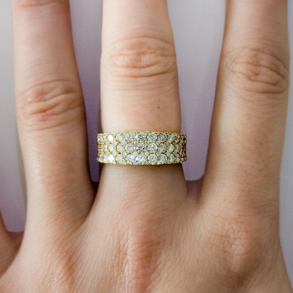 18K Yellow Gold & Graduated Pave Diamond Ring