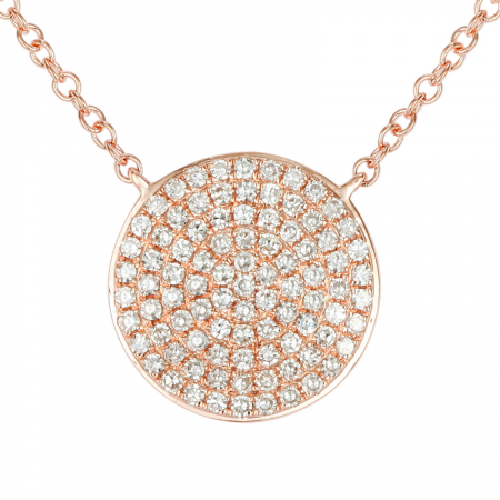 11mm 14k Gold Pave Diamond Disc Necklace