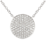 11mm 14k Gold Pave Diamond Disc Necklace