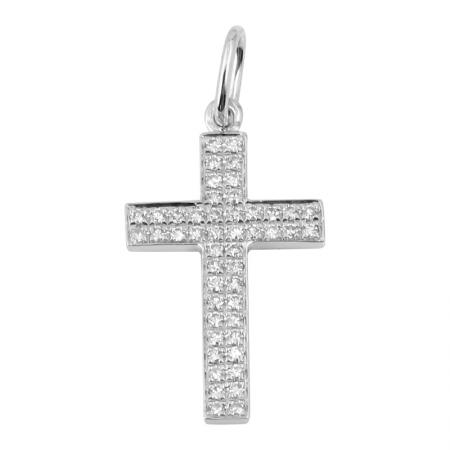 14k Gold Pave Diamond Cross Charm