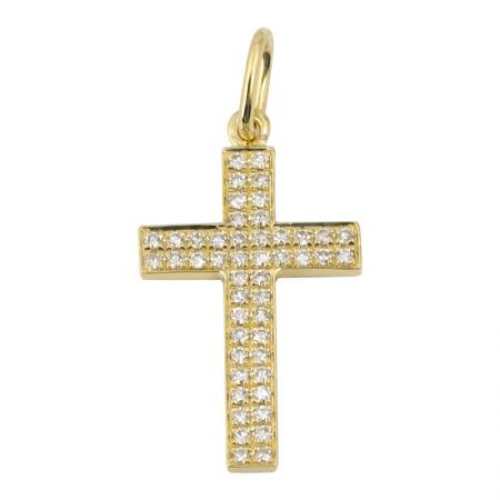 14k Gold Pave Diamond Cross Charm
