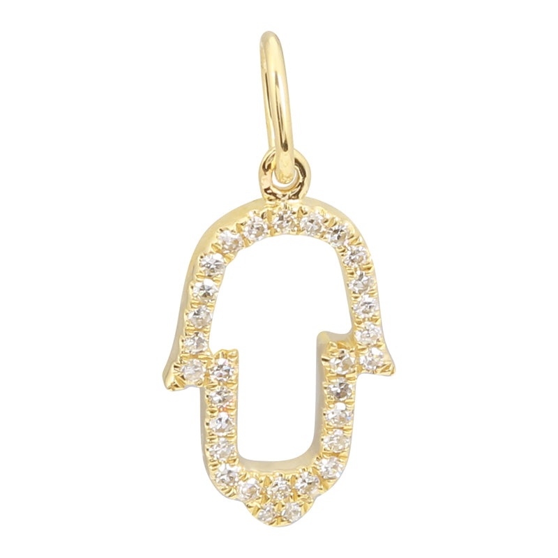 14k Yellow Gold Diamond Hand Charm
