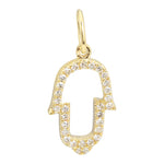 14k Yellow Gold Diamond Hand Charm
