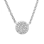 6.5mm 14K White Gold Pave Diamond Disc Necklace