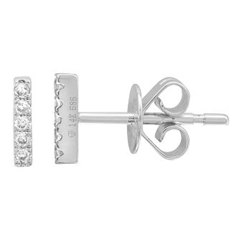 14K Gold Diamond Mini Bar Studs