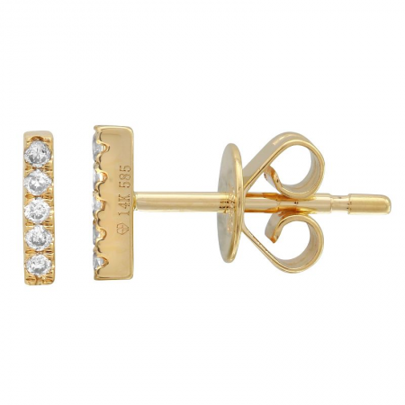 14K Gold Diamond Mini Bar Studs