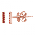 14k Gold Ruby Bar Stud Earrings