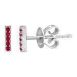 14k Gold Ruby Bar Stud Earrings