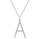 14K White Gold & Diamond Large "A" Initial Charm With Bail