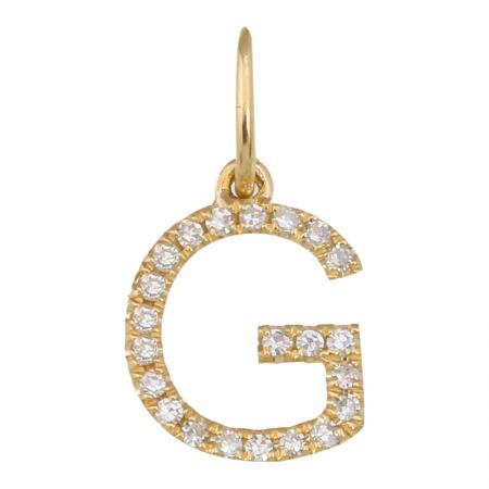 14K Yellow Gold Diamond "G" Initial Charm