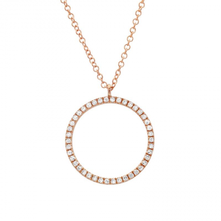 14k Gold Diamond Open Circle Necklace