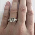 ESTATE 14K White Gold & Diamond Square Ring