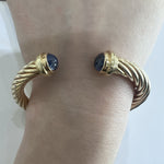ESTATE 14K Yellow Gold & Sapphire Rope Cuff