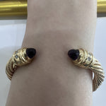 ESTATE 14K Yellow Gold, Diamond, & Amethyst Rope Cuff